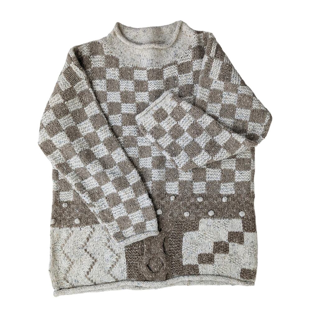 Vintage 90s Chunky Oversized Knit Sweater- Angora Wool Blend